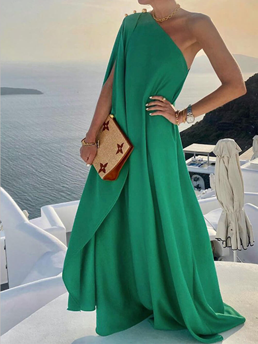 EB | Drapiertes Maxikleid mit Einer Schulter für Damen