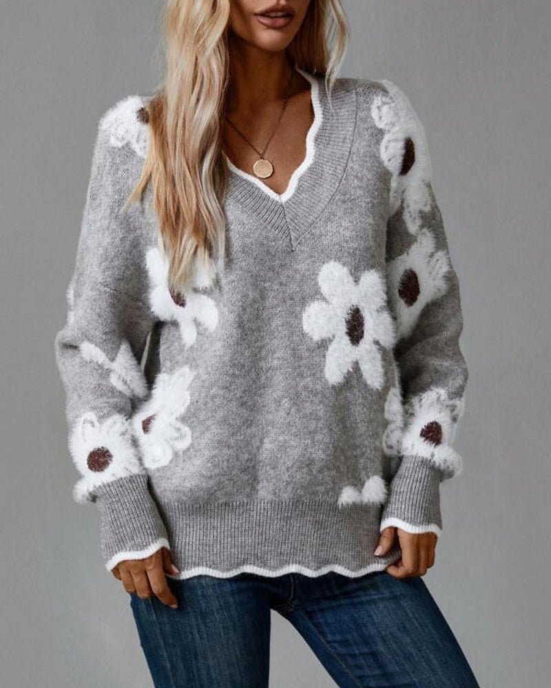 EB | Strickpullover mit Blumen