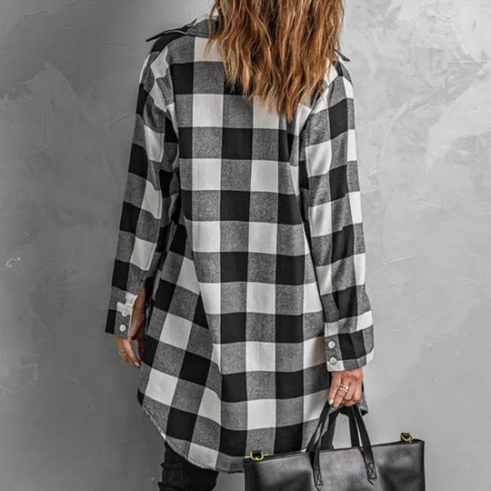 EB | Kariertes Herbstjacke in Midilänge für Damen