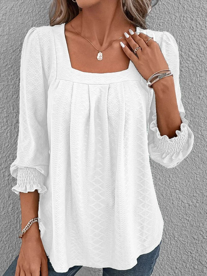 EB | Baumwollbluse Mit Eckigem Ausschnitt