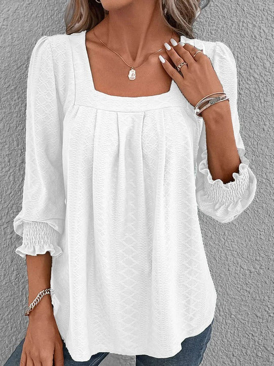 EB | Baumwollbluse Mit Eckigem Ausschnitt