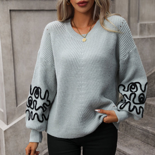 EB | Strickbluse mit Dekorativen Ärmeln Acryl Einzigartig und Modern