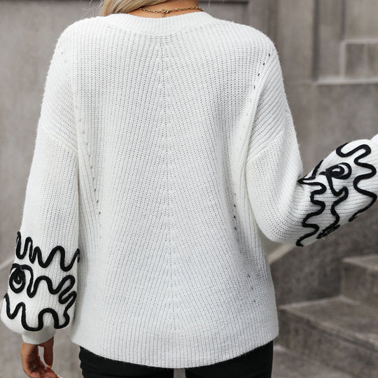 EB | Strickbluse mit Dekorativen Ärmeln Acryl Einzigartig und Modern