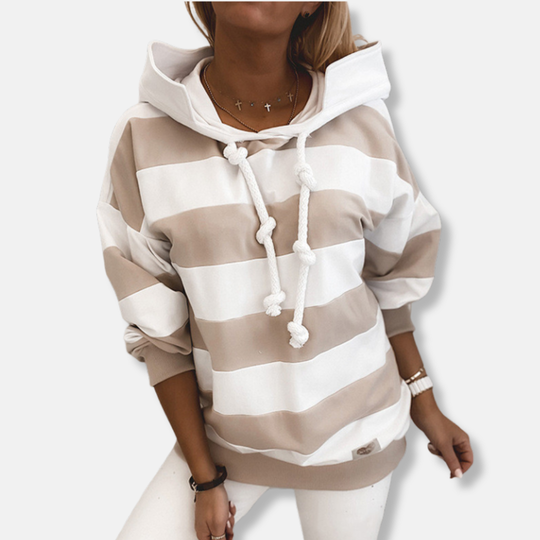 EB | Lockere Passform Hoodie Gestreifter Lässiger Hoodie
