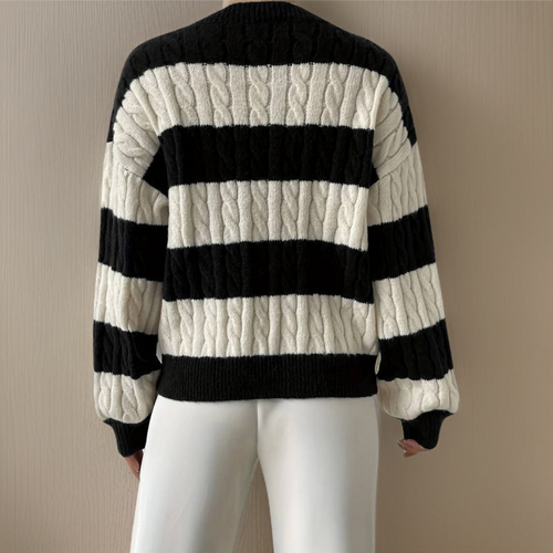 EB | Langarmpullover für Frauen Schwarz Weiß