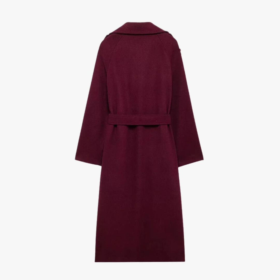 EB | Eleganter Trenchcoat in Bordeauxrot mit Gürtel