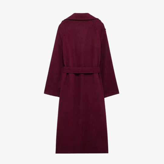 EB | Eleganter Trenchcoat in Bordeauxrot mit Gürtel