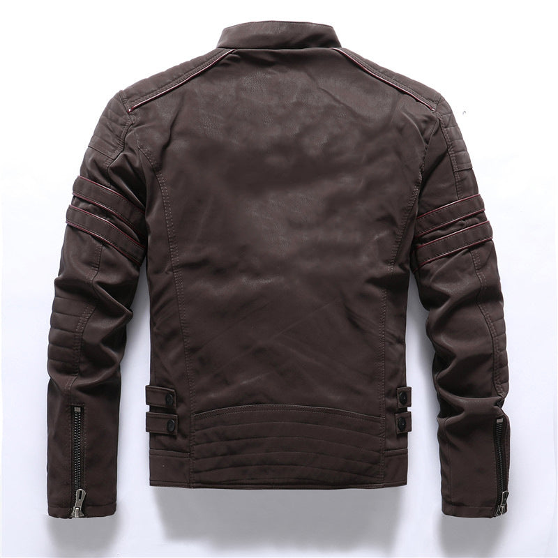 Heidi-Mode | Herren Bikerjacke - Stehkragen mit rotem Streifendetail