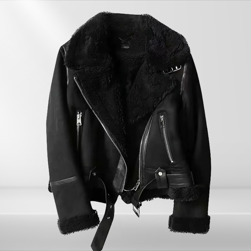 EB | Damen Fleece Sherpa Bomberjacke mit Reißverschluss