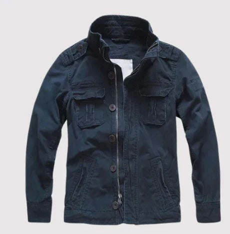 EB | Jeansjacke Reguläre Passform Knopfverschluss Hoher Kragen Mehrere Taschen Schulterklappen