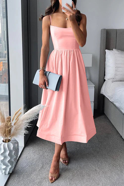 EB | Midi Kleid Tailliert mit Spaghetti-Trägern