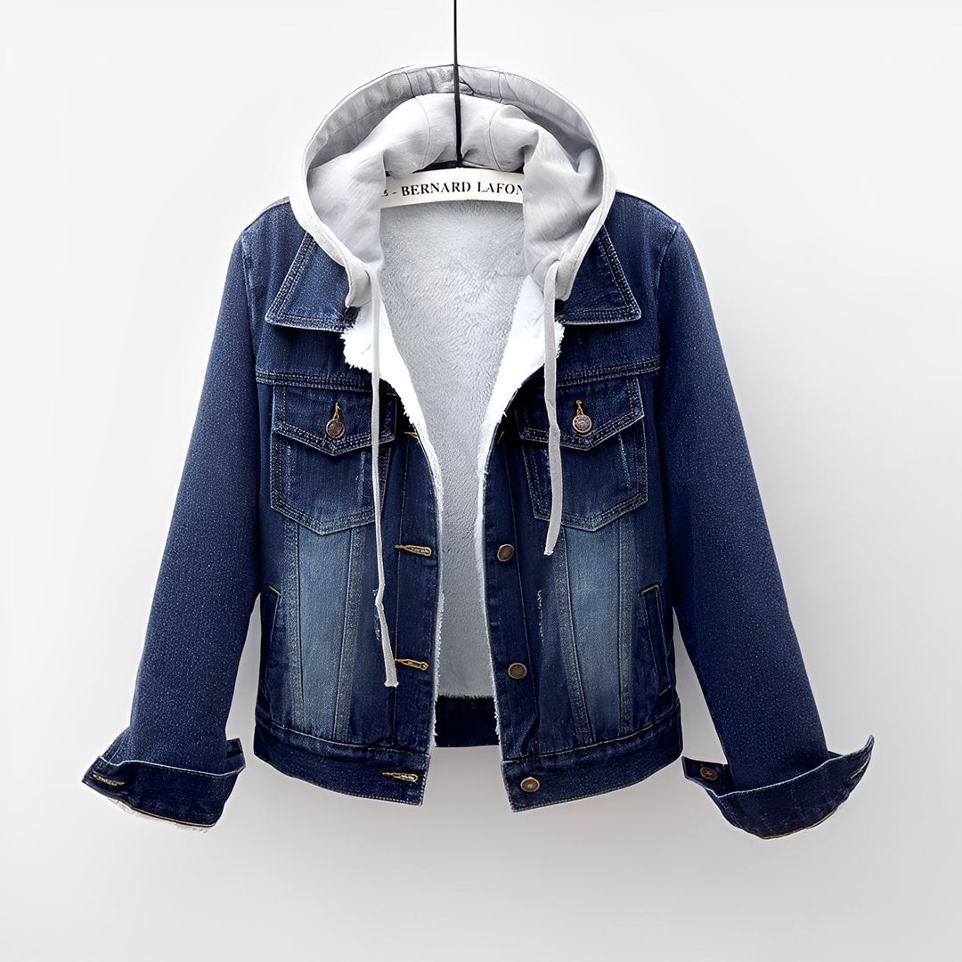 EB | Stilvolle Jeansjacke mit abnehmbarer Kapuze für Frauen