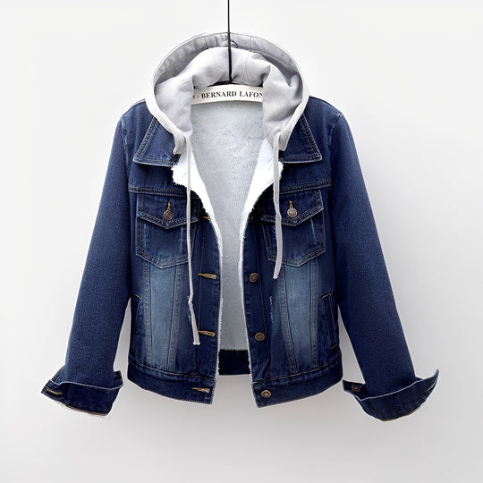 EB | Stilvolle Jeansjacke mit abnehmbarer Kapuze für Frauen