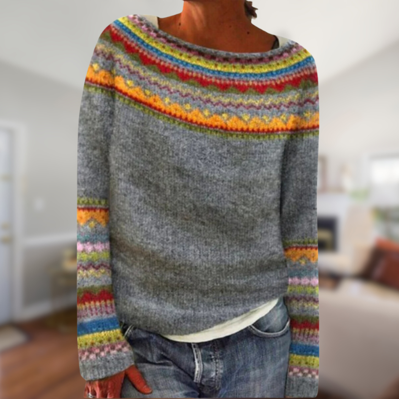 EB | Langärmlig bedruckter Retro-Pullover
