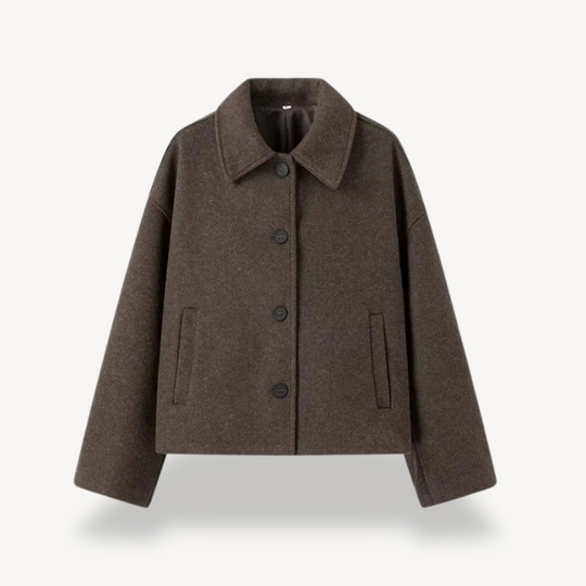 EB | Damen Braune Oversized Kurze Jacke