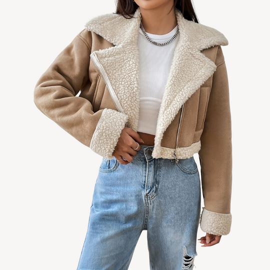 EB | Damen Kunstfell Wildlederjacke