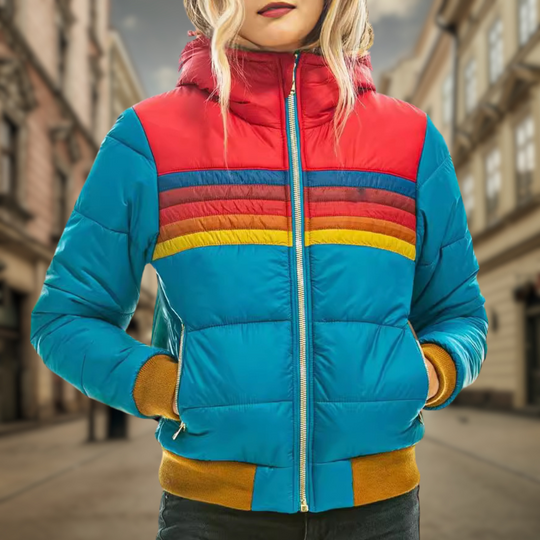 EB | Puffer-Jacke - Reißverschluss mit gestreiftem Brustdetail
