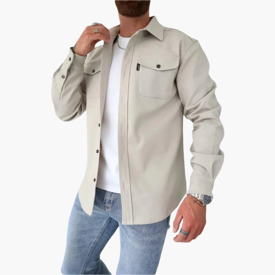 EB | Overshirt Jacke - Modernes Knopfdurchgang Hemdjacke für Freizeit und Business