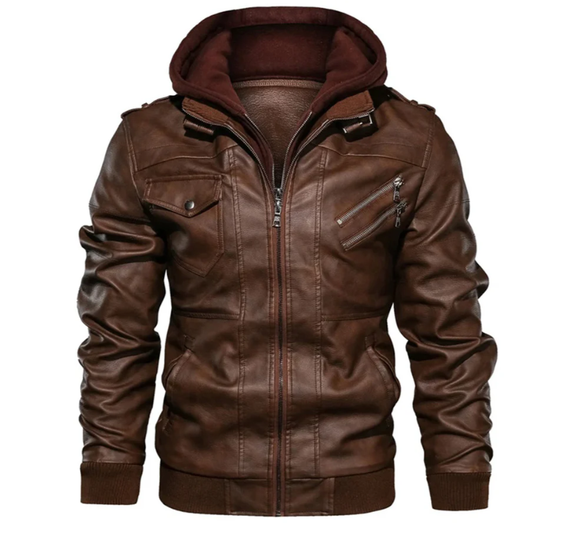 EB | Lederjacke mit Kapuze für Herren