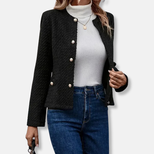 EB | Wollen Kragenlose Jacke Knopf Front Anlassjacke