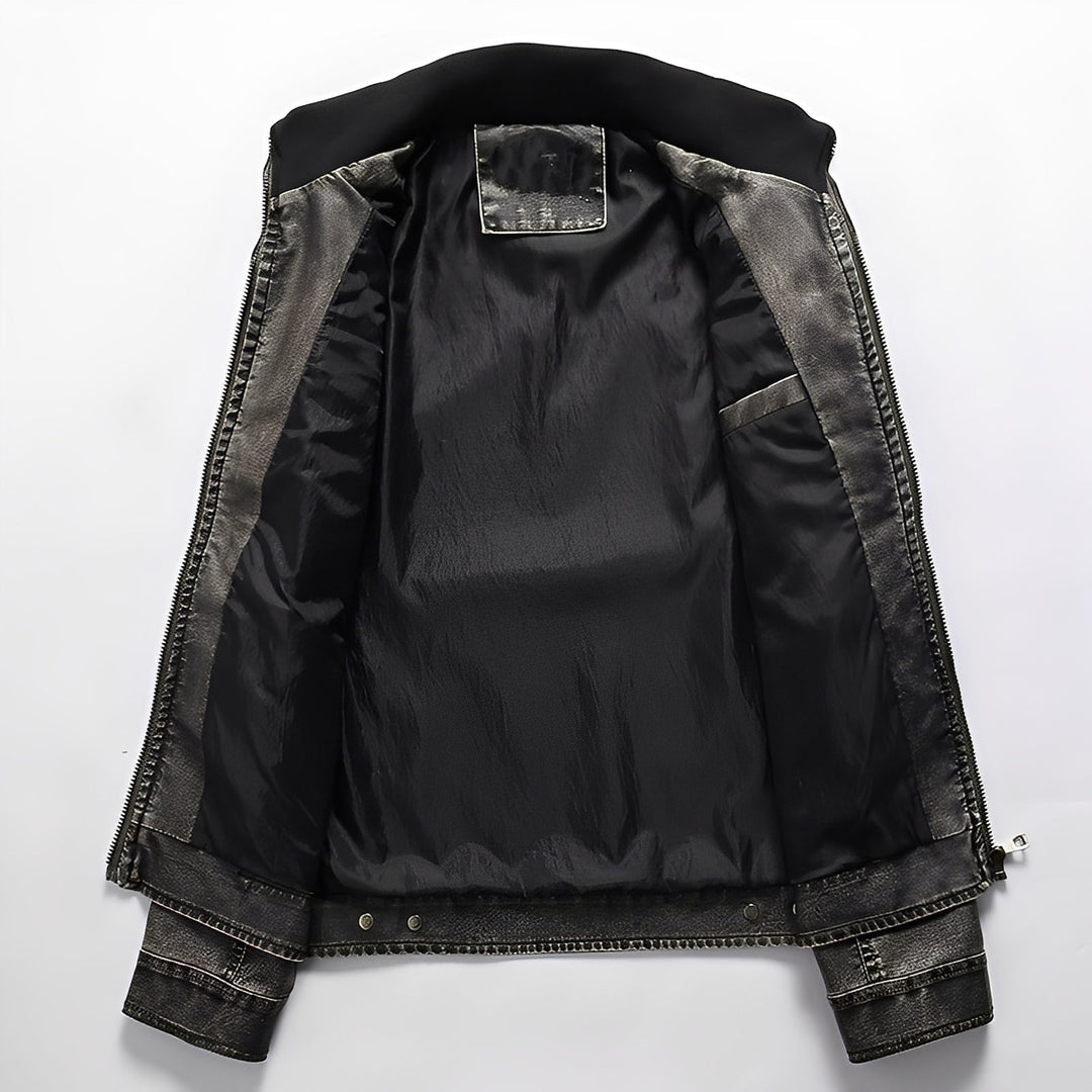 EB | Klassische Lederjacke mit Taschen für Männer