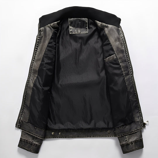 EB | Klassische Lederjacke mit Taschen für Männer