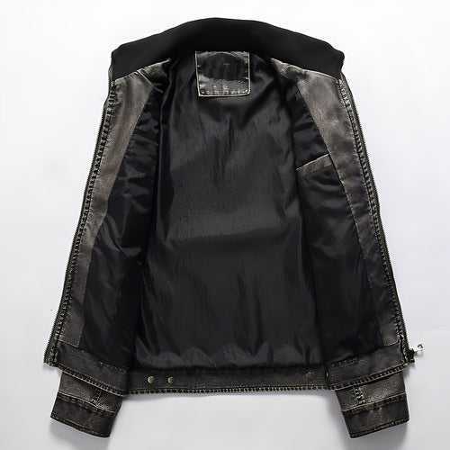 EB | Klassische Lederjacke mit Taschen für Männer