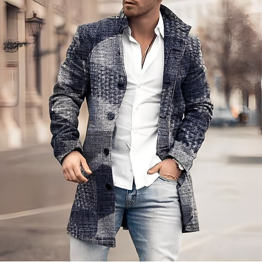 EB | Lässiger Langer Tweed-Mantel für Herren