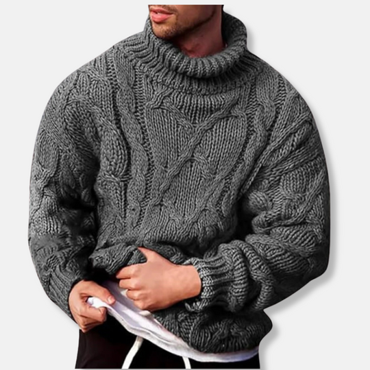 EB | Rollkragen Wollmischung Lockere Passform Zopfmuster Pullover