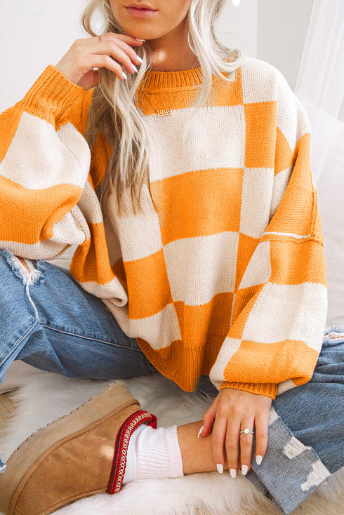 EB | Karierte Rundhals Strickpullover Ideal für den Winter