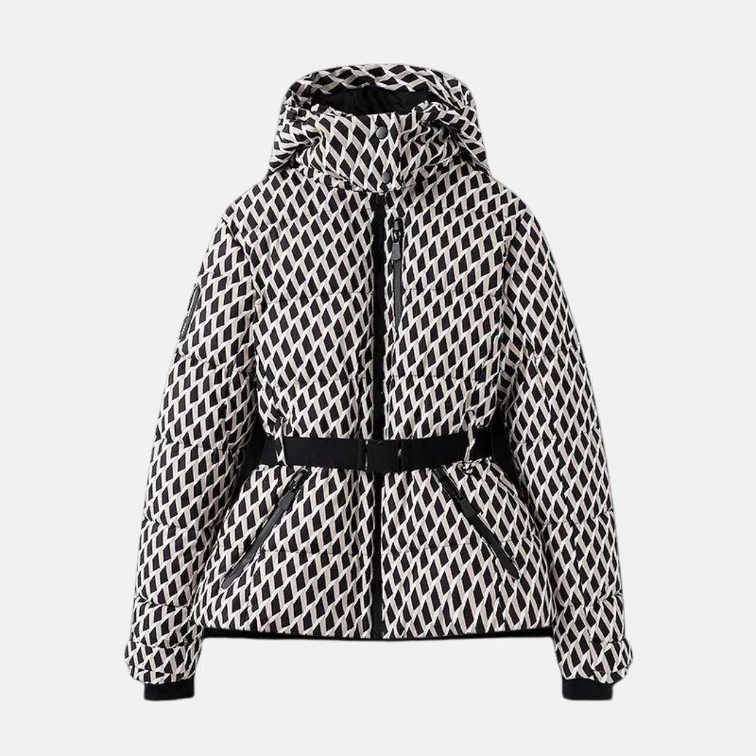 EB | Puffer-Jacke – Gequiltet Isoliert – Taillengürtel – Kapuze Hoher Kragen