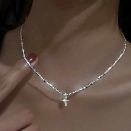 EB | Sterling Silber Kreuz Zirkonia Halskette für Damen
