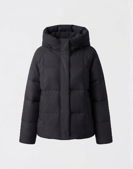 Damen nan kurzer gesteppter Kapuzenparka mit leichter Thermofüllung, Quadratsteppung und verstellbarem Kordelzugsaum EB