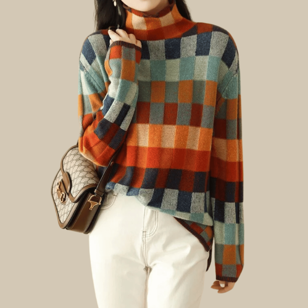 EB | Sweater - Cashmere Patchwork-Turtleneck-Strick