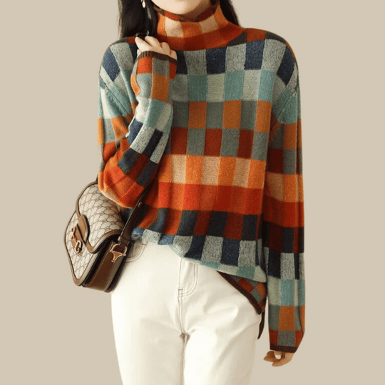 EB | Sweater - Cashmere Patchwork-Turtleneck-Strick