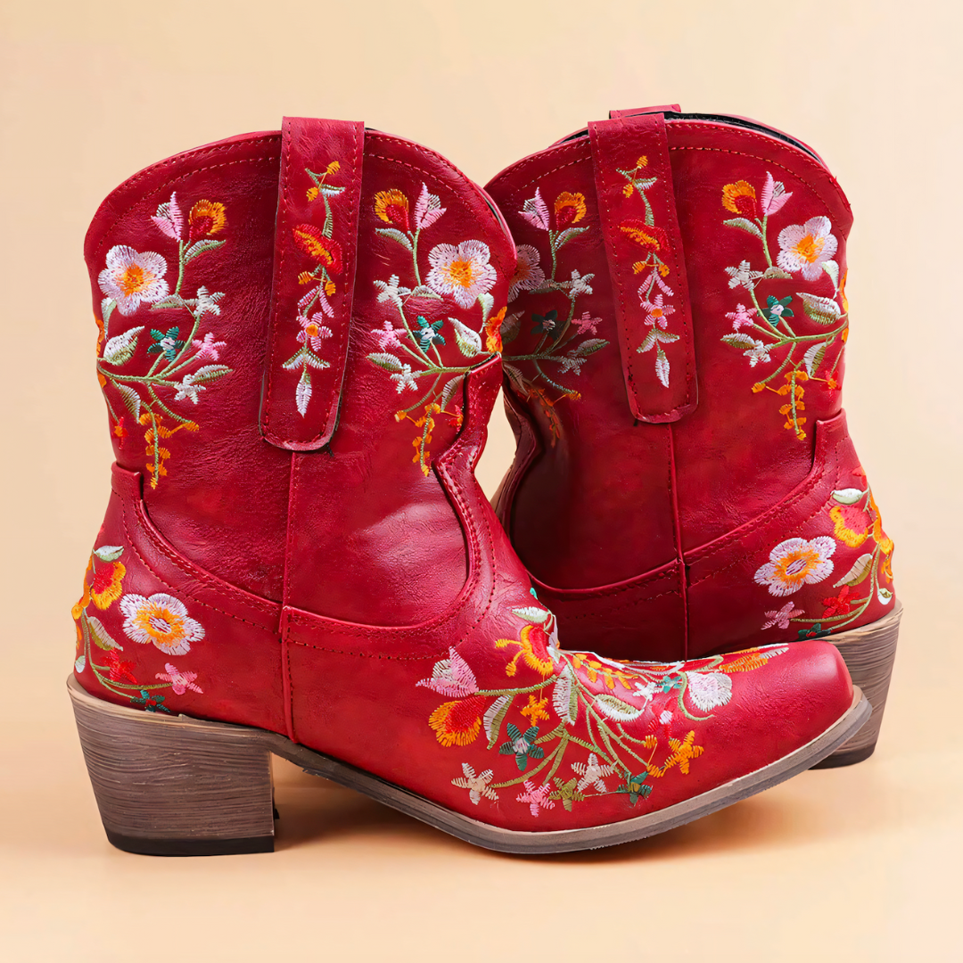 Damen Cowgirl Stiefel Vintage Stil Wasserabweisend EB