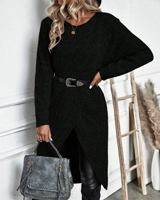 EB | Asymmetrisches Stricktunika-kleid Polyester und Acryl Elegant und Modern