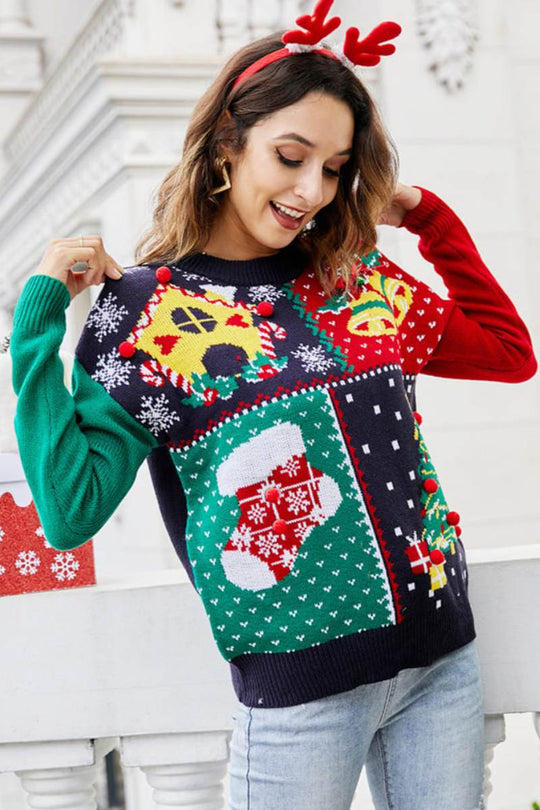 EB | Schneeflocke Weihnachtsbaum Pullover Strickpullover