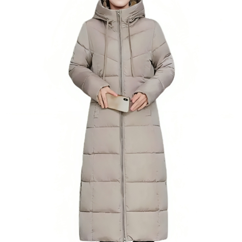 EB | D’Hiver Lange Steppjacke mit Kapuze für Damen Ideal für Den Herbst und Den Winter