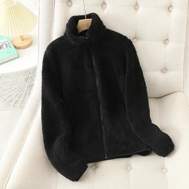 EB | Weiche Sherpa Zip Up Hohe Kragenjacke, Fleeceweste