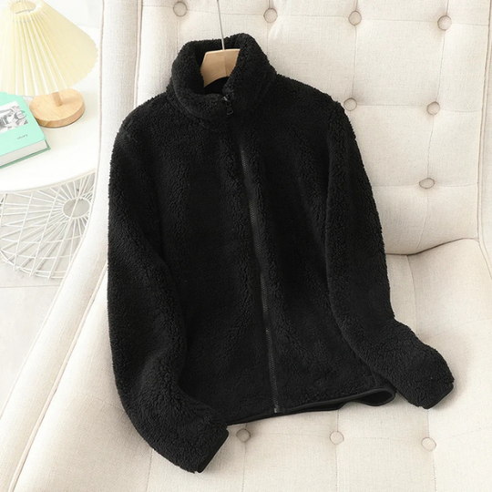 EB | Weiche Sherpa Zip Up Hohe Kragenjacke, Fleeceweste