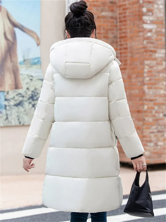 EB | Stylische Khakifarbene Pufferjacke mit Kapuze und Reißverschluss
