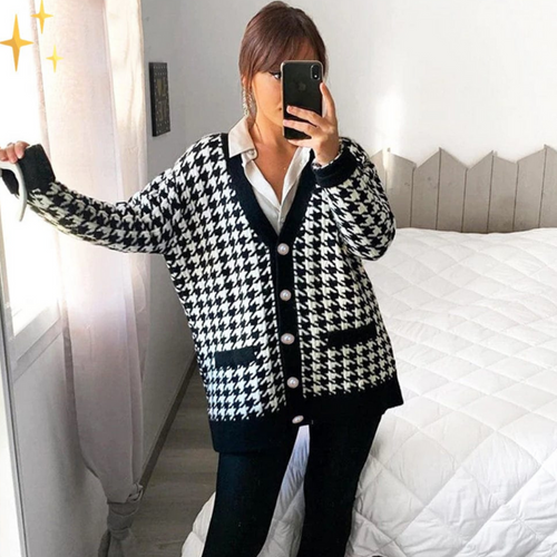 EB | Lange Strickjacke für Frauen Schwarz