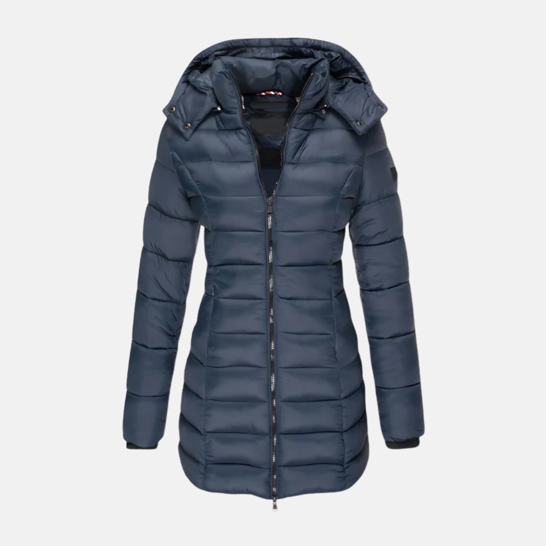 EB | Pufferjacke Slim Fit Oberschenkel Länge mit Kapuze