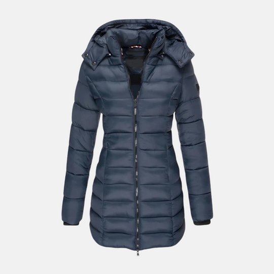EB | Pufferjacke Slim Fit Oberschenkel Länge mit Kapuze