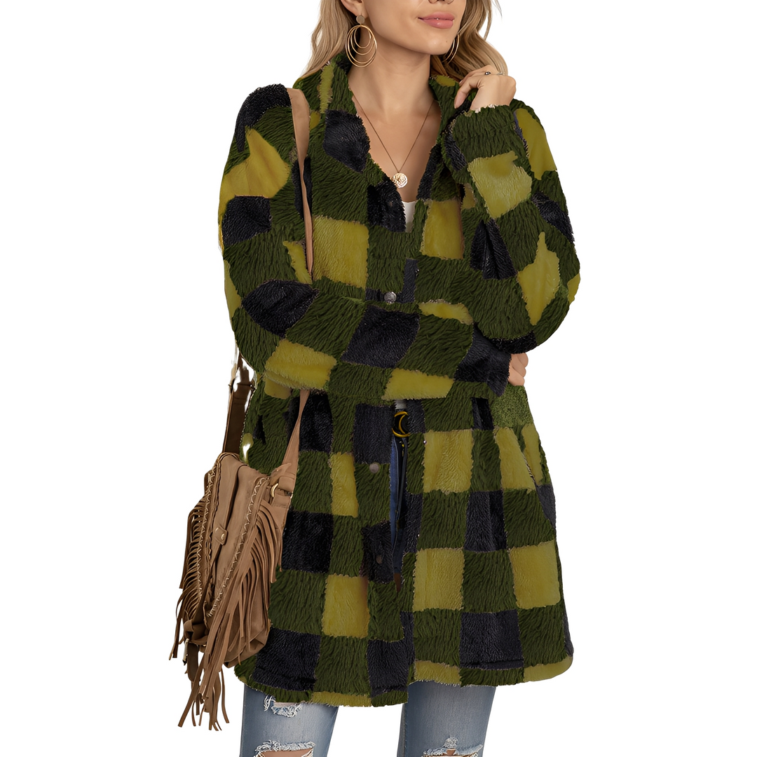 EB | Stilvolle lange Damen-Karojacke