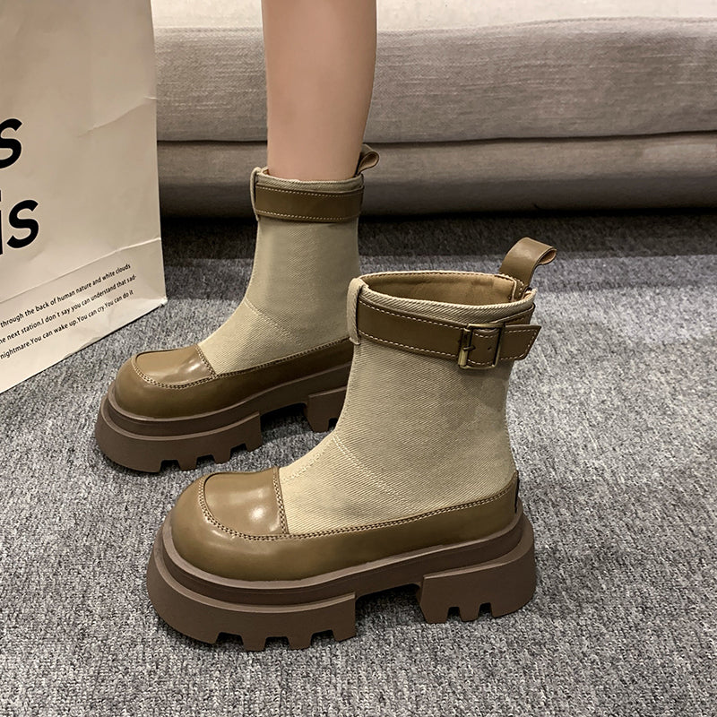 EB | Canvas Kurzstiefel Dicksohlige Reißverschluss