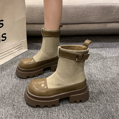 EB | Canvas Kurzstiefel Dicksohlige Reißverschluss
