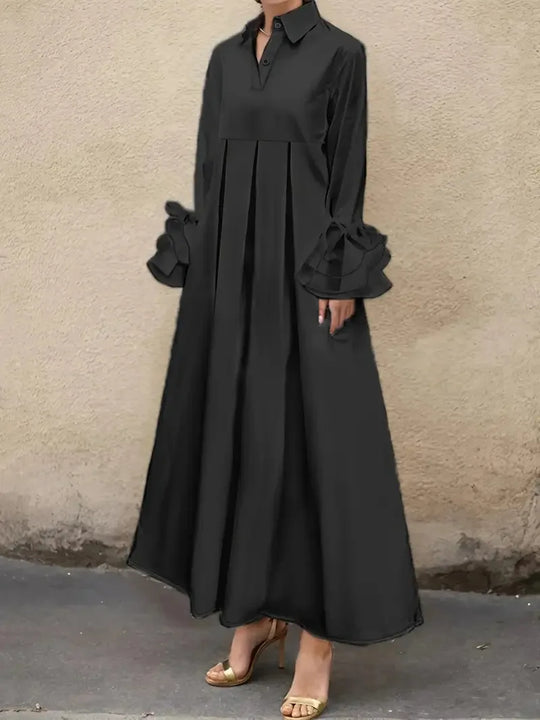 Damen Lange Hemdblusenkleid EB