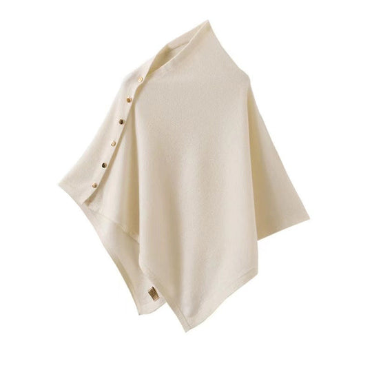 EB | Knopfdetail Poncho - Asymmetrisches Design mit Drapiertem Schnitt